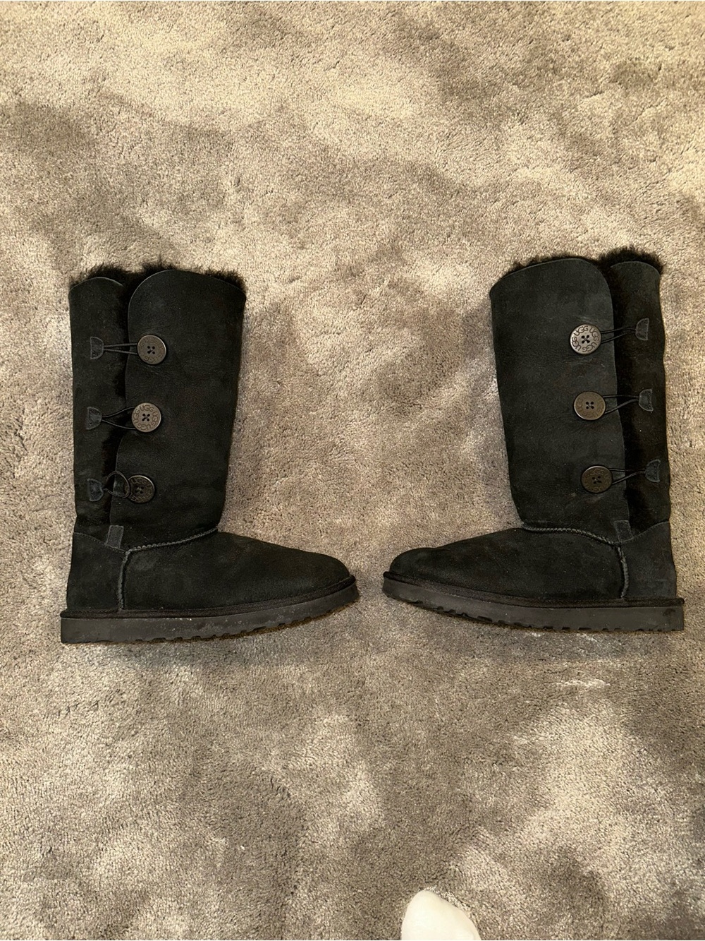 Women's Ugg Black Button Suede Tall Winter Boots